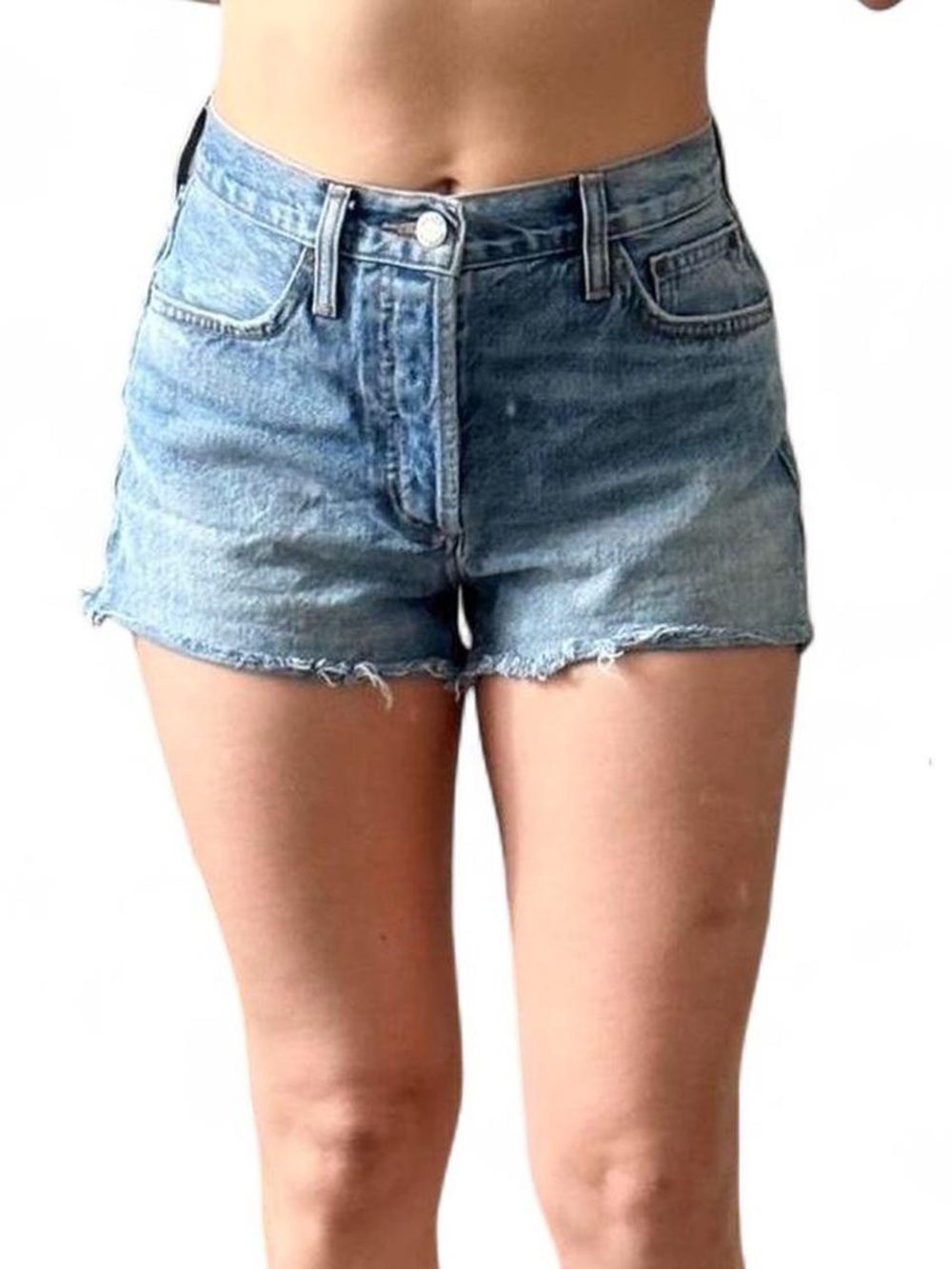 High-Rise Light Blue Denim Cutoff Shorts